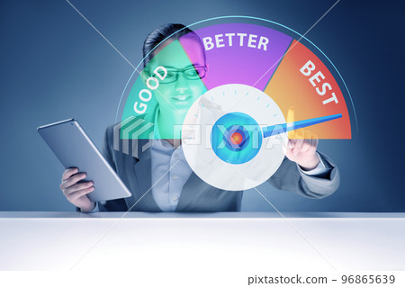 Businesswoman in good better and best concept 96865639