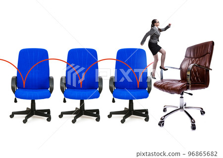 Promotion concept with office chairs and businesswoman Promotion concept with office chairs and businesswoman 96865682