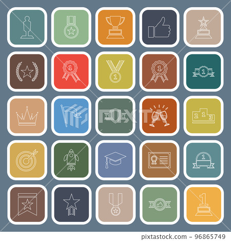 Success line flat icons on blue background 96865749
