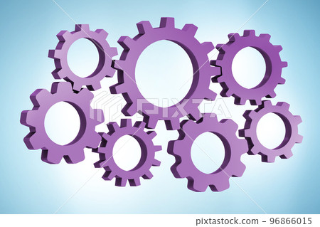 Cogwheels in the machinery and teamwork concept - 3d rendering 96866015