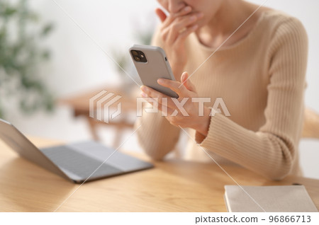 智能手機擔心的女人 96866713