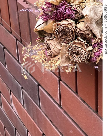 brick fence and dried flowers brick fence and dried flowers 96866989
