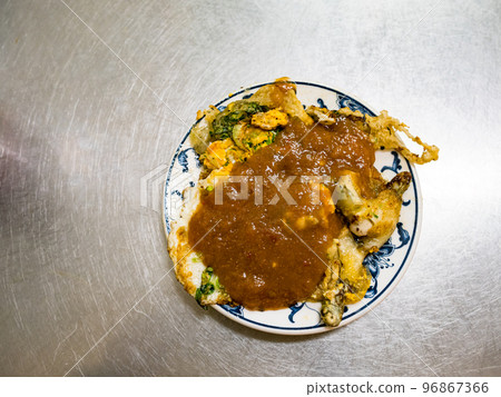 The Taiwan distinctive traditional snack of Oyster Omelet, Taiwan Delicacies, Taiwan Street Food. 96867366