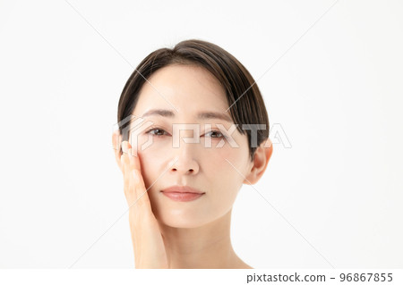 Skin care women white background Skin care women white background 96867855
