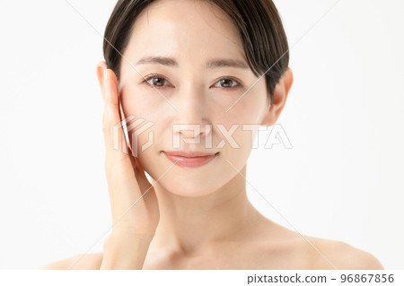 Skin care women white background Skin care women white background 96867856