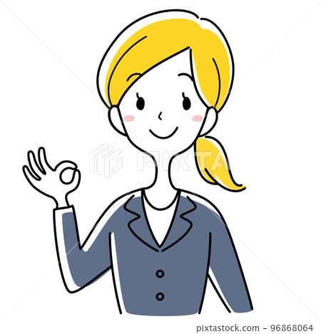 一個穿西裝的女人在做零手勢 一個穿西裝的女人在做零手勢 96868064