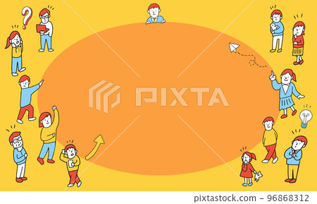 Illustration frame where diverse people gather 96868312