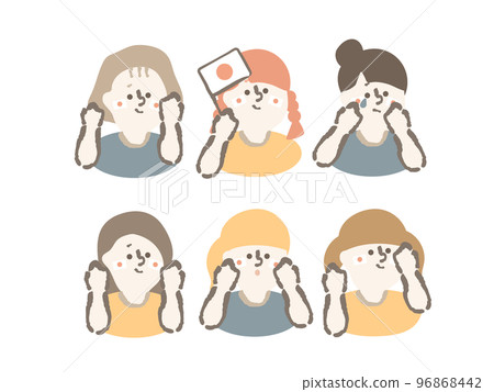 Women who support Japan illustration set Women who support Japan illustration set 96868442