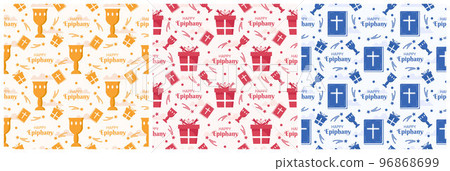 Set of Happy Epiphany Day Seamless Pattern Design Christian Festival to Faith in Template Hand Drawn Cartoon Flat Illustration 96868699