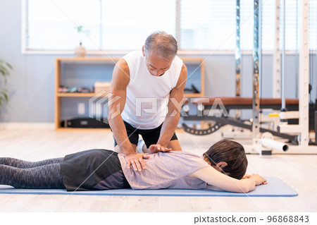 Personal gym Middle-aged woman Personal gym Middle-aged woman 96868843