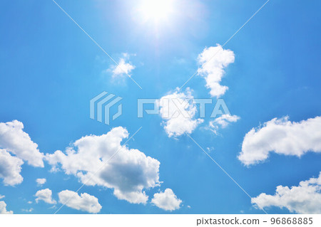 Summer blue sky, clouds and sun 96868885