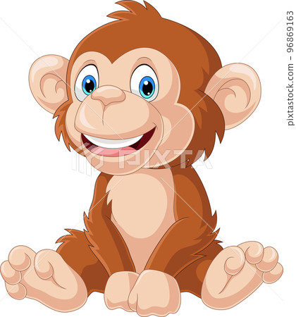 Cute little monkey cartoon sitting Cute little monkey cartoon sitting 96869163