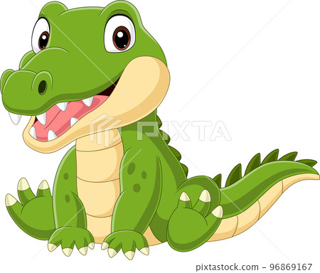 Cartoon cute baby crocodile sitting 96869167