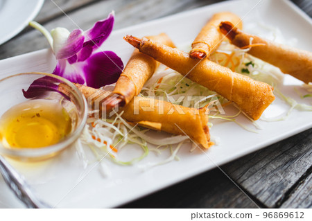 Ethnic cuisine at a seaside cafe 96869612