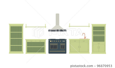 Green kitchen in Provence style. Rustic interior concept 96870953