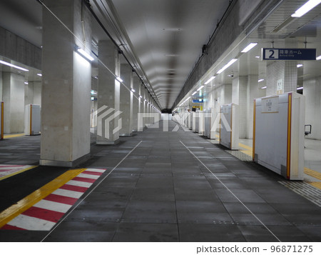 Mysterious underground world Subway scenery Mystery of tiles Copy space 96871275