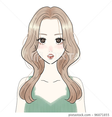 收縮的長頭髮樣式婦女 收縮的長頭髮樣式婦女 96871855
