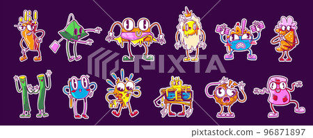 Retro stickers food and breakfast y2k characters 96871897