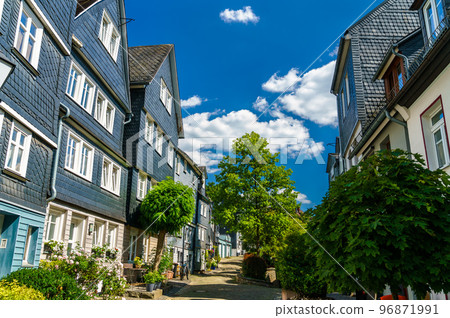 Traditional German slate houses in Siegen - North Rhine-Westphalia, Germany Traditional German slate houses in Siegen - North Rhine-Westphalia, Germany 96871991