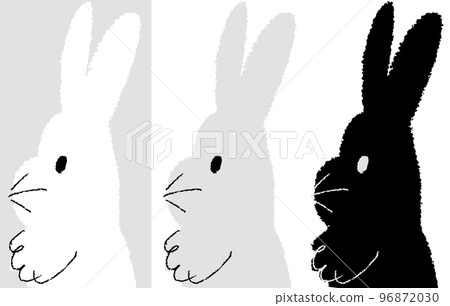 Roughly drawn three-color rabbit's profile Freely change colors with vectors! 96872030