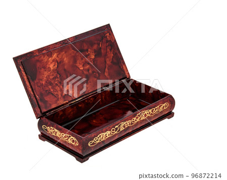 Empty Open wooden jewelry box with velvet lining and vintage accessories and Clipping Pathon white background. used for storing small things, Luxury packaging for anything. Empty Open wooden jewelry box with velvet lining and vintage accessories and Clipping Pathon white background. used for storing small things, Luxury packaging for anything. 96872214