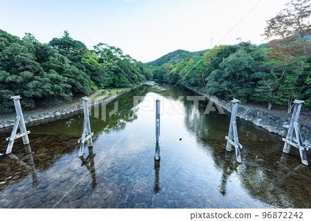 Ise Jingu Shrine Wooden Wahashi Bridge Uji Bridge Wood Pile 96872242