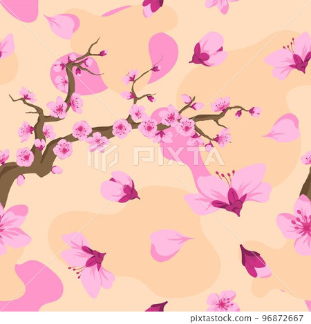 Cherry blossom tree branches and flowers vector Cherry blossom tree branches and flowers vector 96872667