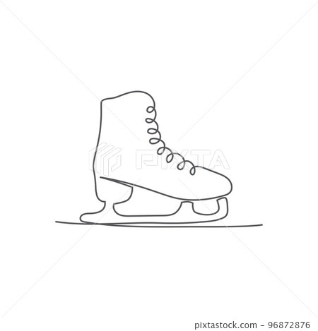 Skates ice One line drawingon on white background 96872876