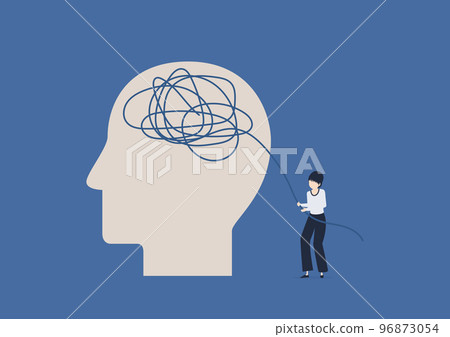 Illustration material of a woman trying to eliminate the moyamoya in her head Illustration material of a woman trying to eliminate the moyamoya in her head 96873054