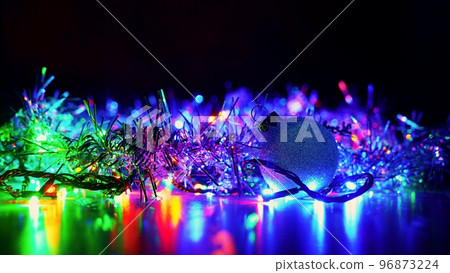 Abstract christmas background, xmas texture from color lights for Christmas tree. 96873224
