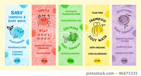 Packaging label set for baby wash and shampoo 96873335