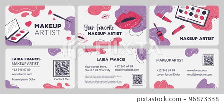 Business card design set for female makeup artist 96873338