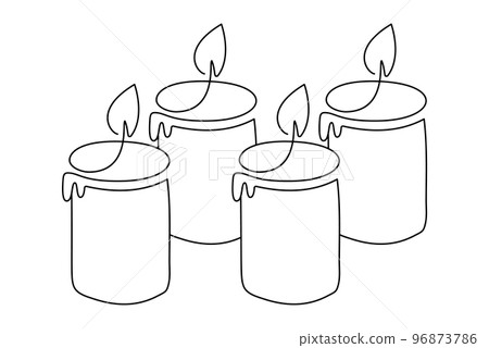 Hand drawn one line vector burning four 4 candles logo icon. Continuous Christmas advent outline illustration for greeting card, web design isolated holiday invitation Hand drawn one line vector burning four 4 candles logo icon. Continuous Christmas advent outline illustration for greeting card, web design isolated holiday invitation 96873786