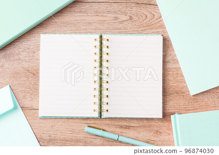 flat lay book and stationery 96874030