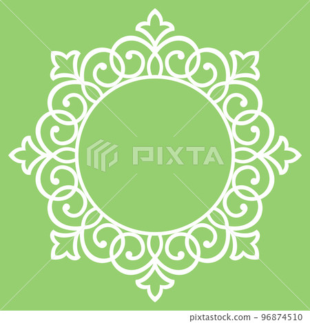 Decorative frame Elegant vector element for design in Eastern style, place for text. Floral green and white border. Lace illustration for invitations and greeting cards Decorative frame Elegant vector element for design in Eastern style, place for text. Floral green and white border. Lace illustration for invitations and greeting cards 96874510