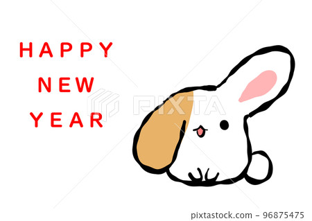 Rabbit New Year's postcard template Rabbit New Year's postcard template 96875475