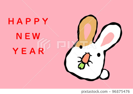 Rabbit New Year's postcard template Rabbit New Year's postcard template 96875476