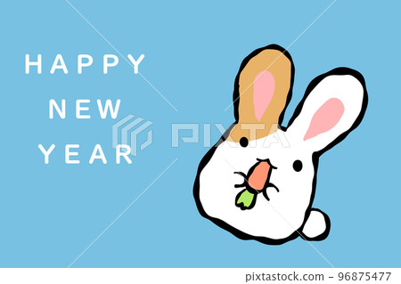 Rabbit New Year's postcard template 96875477