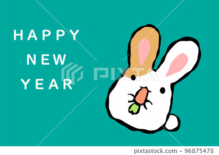 Rabbit New Year's postcard template Rabbit New Year's postcard template 96875478