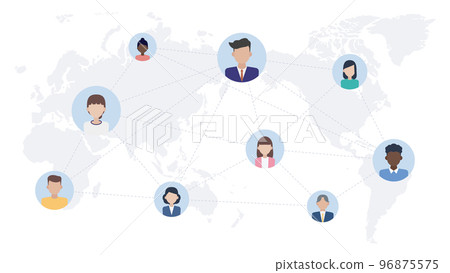 16:9｜社交媒體連接世界！插畫素材 96875575