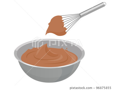 Chocolate cream in a bowl and a whisk Chocolate cream in a bowl and a whisk 96875855