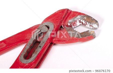 Adjustable pipe wrench isolated on white background 96876170