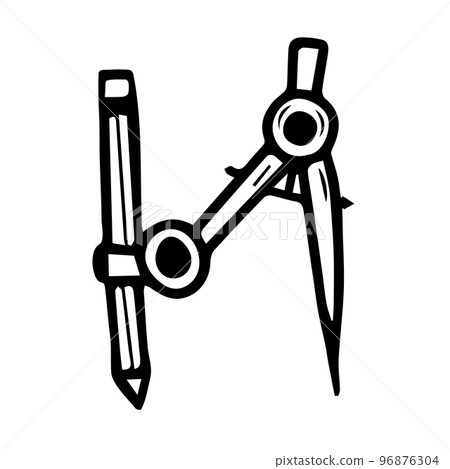 Geometry education concept with drawing compass on white background logo design 96876304