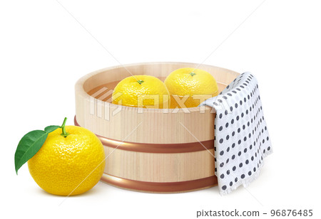 yuzu hot water yuzu hot water winter solstice illustration realistic 96876485