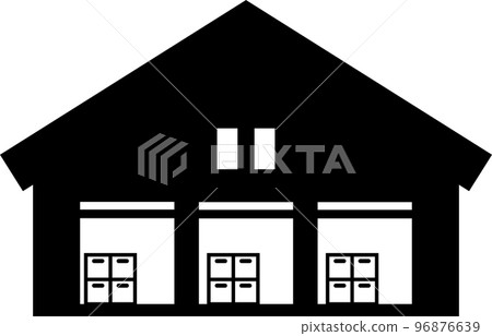 A simple monochrome illustration of a warehouse 96876639