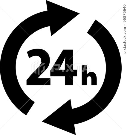 24 hours simple monochrome illustration 96876640