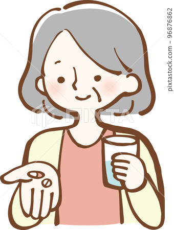 一名高級婦女服藥的插圖 96876862