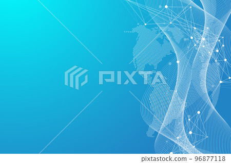 Global communication network concept illustration. Social network communication in the global business. Big data visualization. Internet technology Global communication network concept illustration. Social network communication in the global business. Big data visualization. Internet technology 96877118