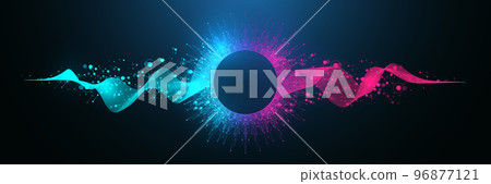Music wave flow poster design with lines and dots. Sound flyer with abstract gradient line waves. Music abstract background, illustration Music wave flow poster design with lines and dots. Sound flyer with abstract gradient line waves. Music abstract background, illustration 96877121
