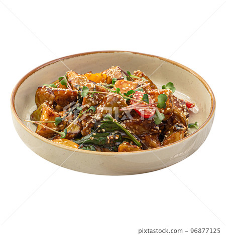 Portion of gourmet crispy eggplant salad Portion of gourmet crispy eggplant salad 96877125